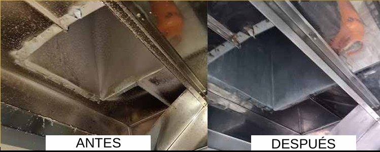 Comparación antes y después de limpieza de campanas en Palermo